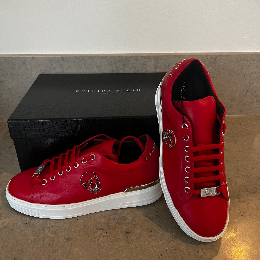 Phillip Plein Leather Skull Sneaker- New!